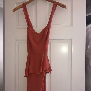 Solomio Orange Peplum Dress